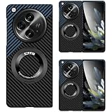 Hülle für OnePlus Open Handyhülle Kohlefaser Wireless Charging   Rotating Ring Bracket,Gebogene Oberfläche Slim Bumper Case für OnePlus Open(4)